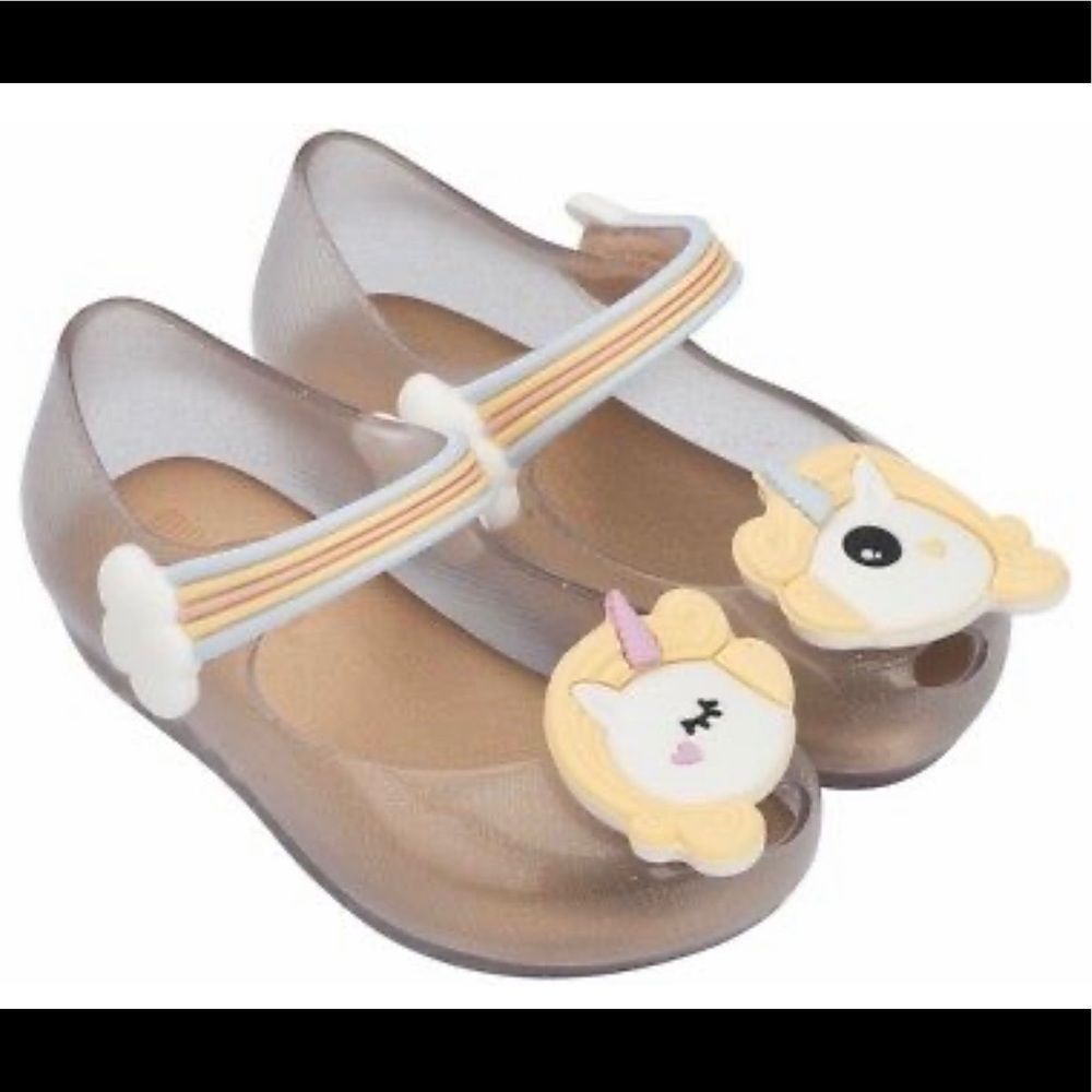 Mini Melissa Unicorn in Clear Tinted Glitter Sz.9